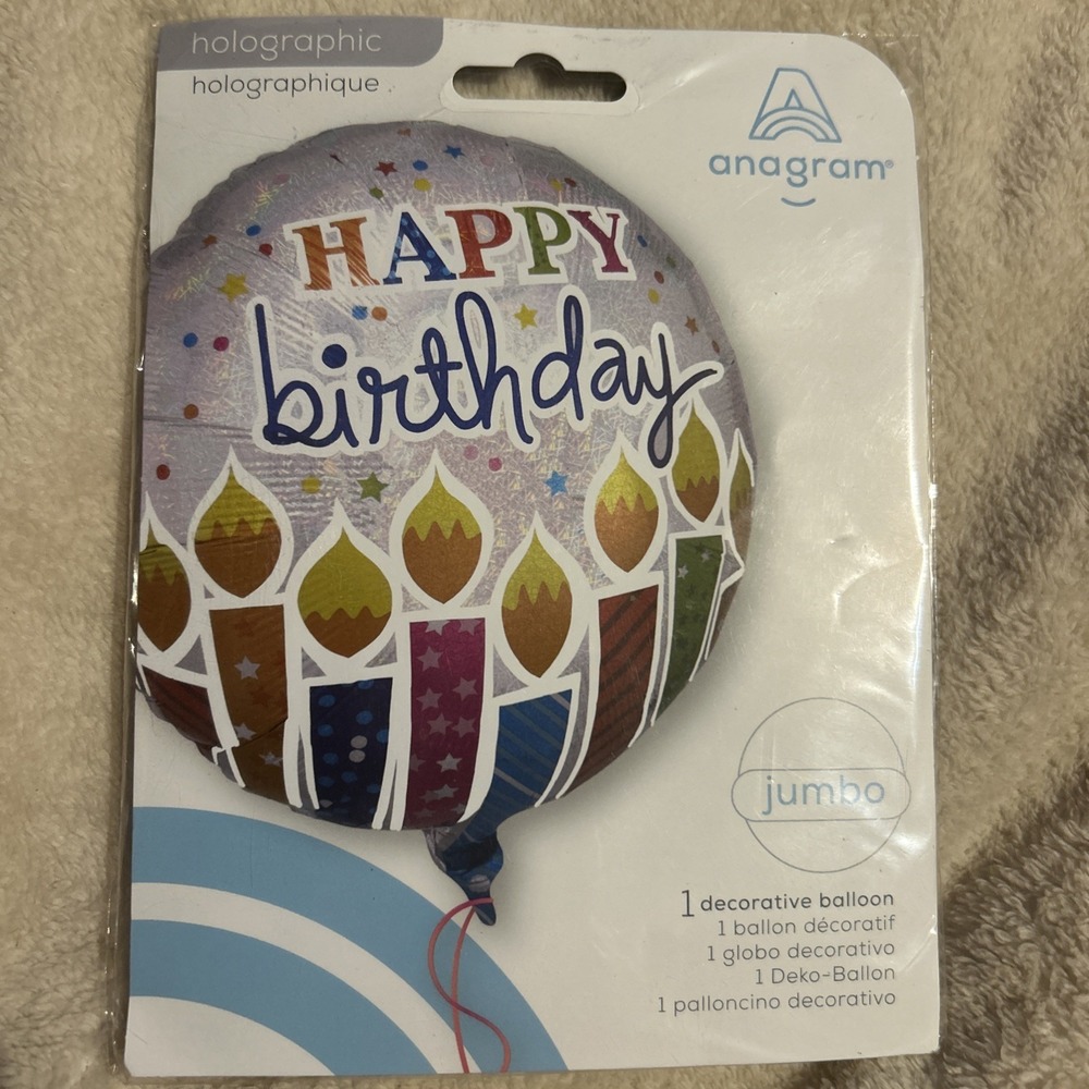 Happy Birthday Anagram Jumbo Ballon Holographic New